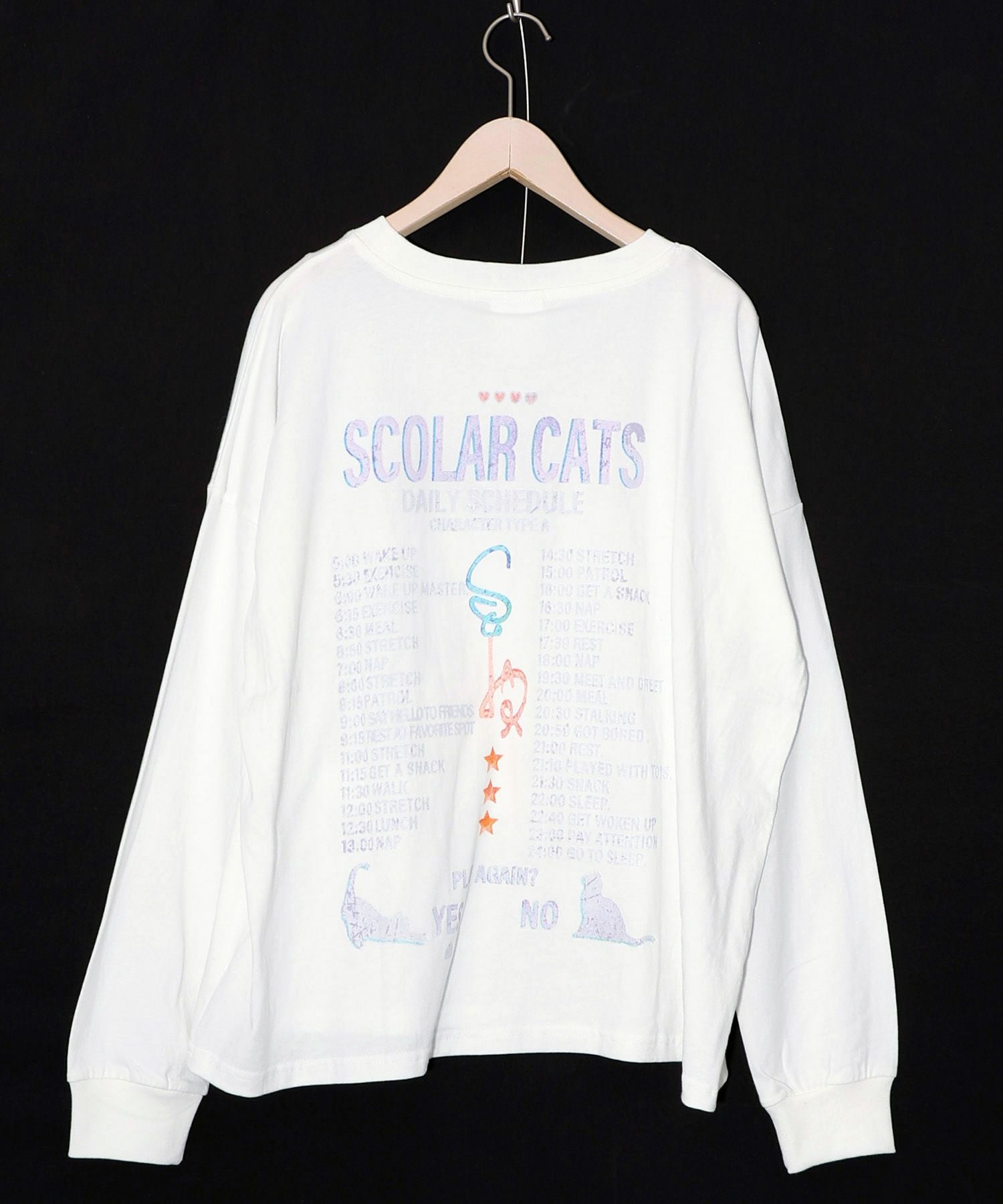 153777：ネコちゃんのデイリールーティン柄ロンTの通販-ScoLar