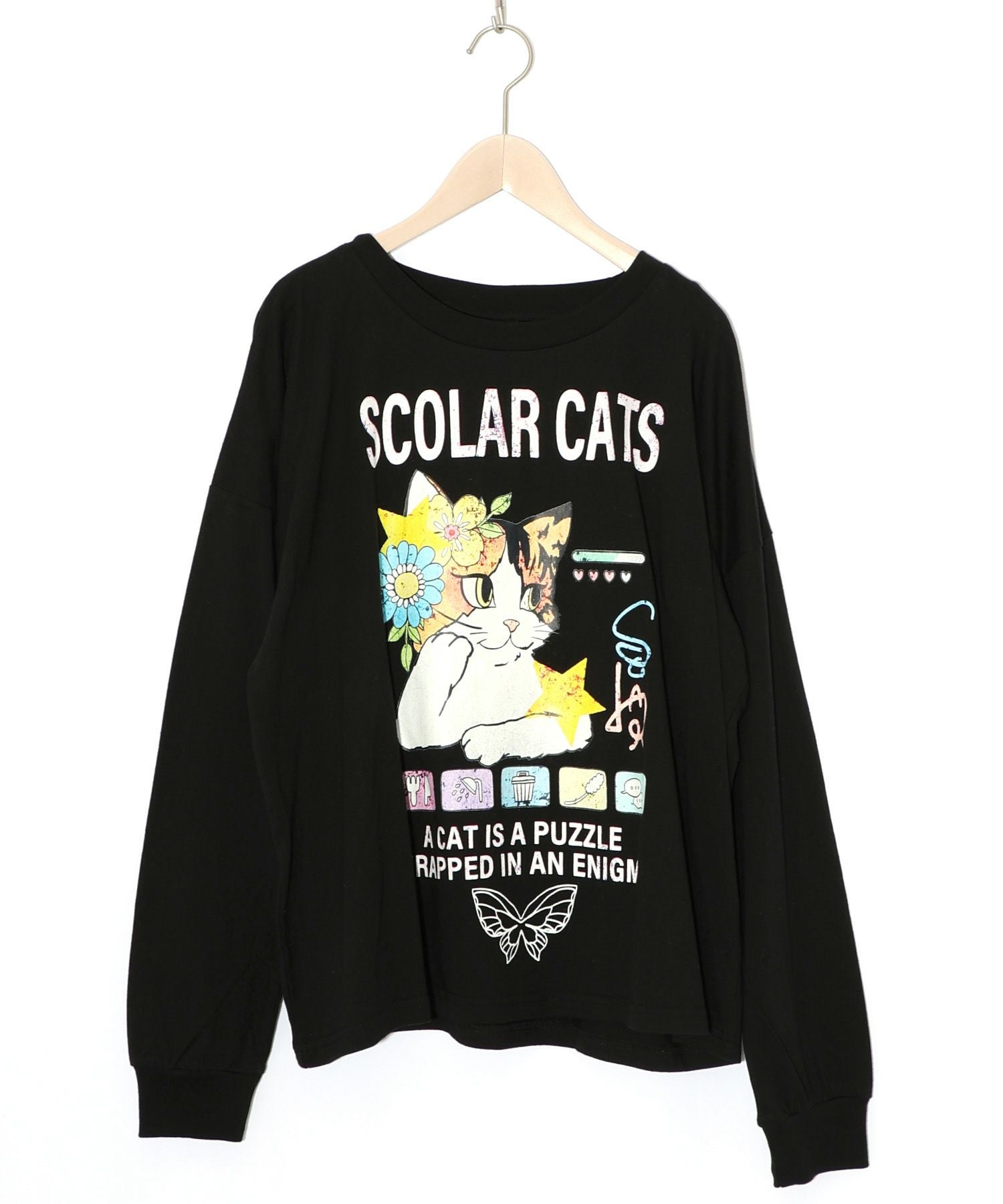 153777：ネコちゃんのデイリールーティン柄ロンTの通販-ScoLar