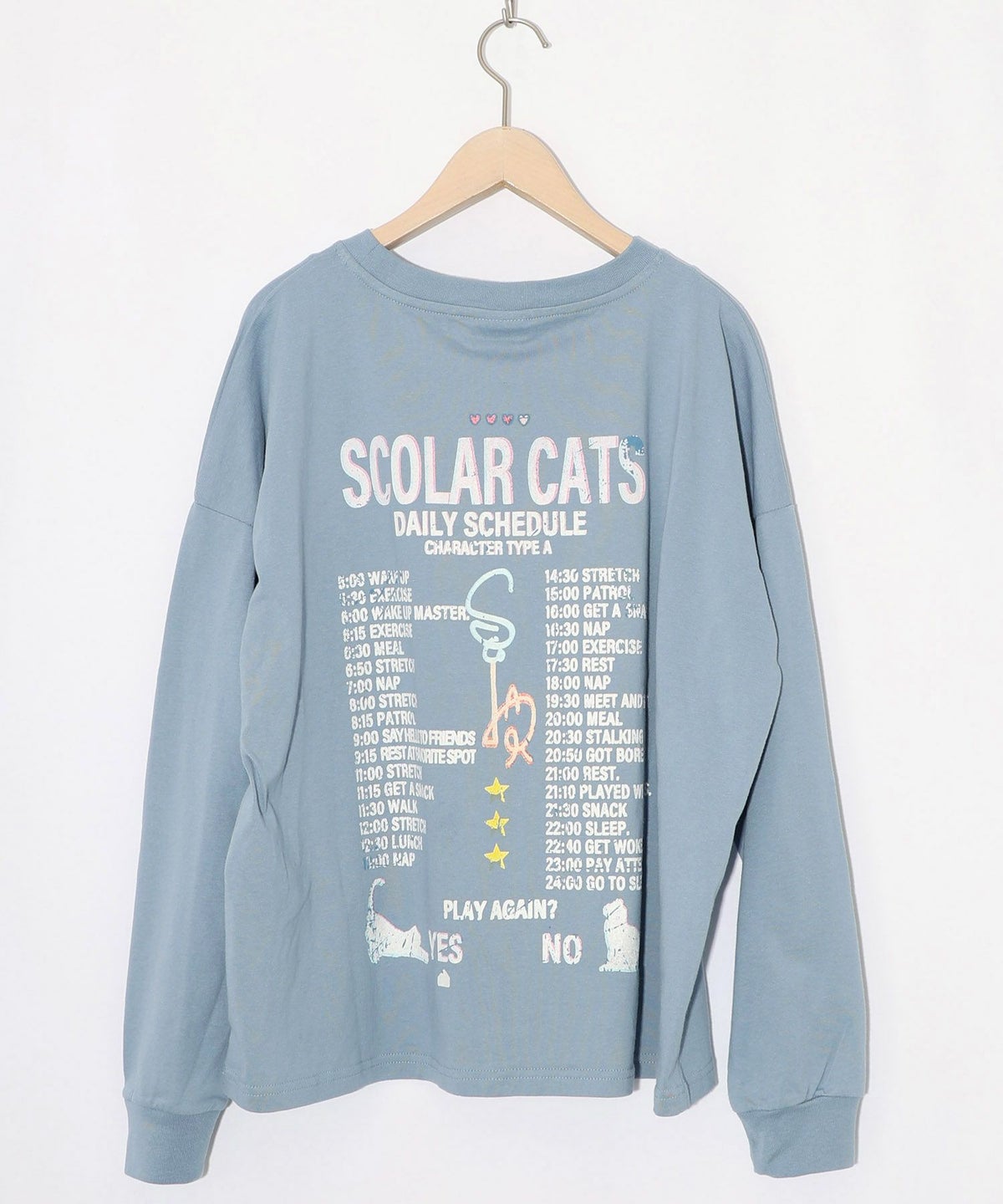 ネコちゃんのデイリールーティン柄ロンT-15