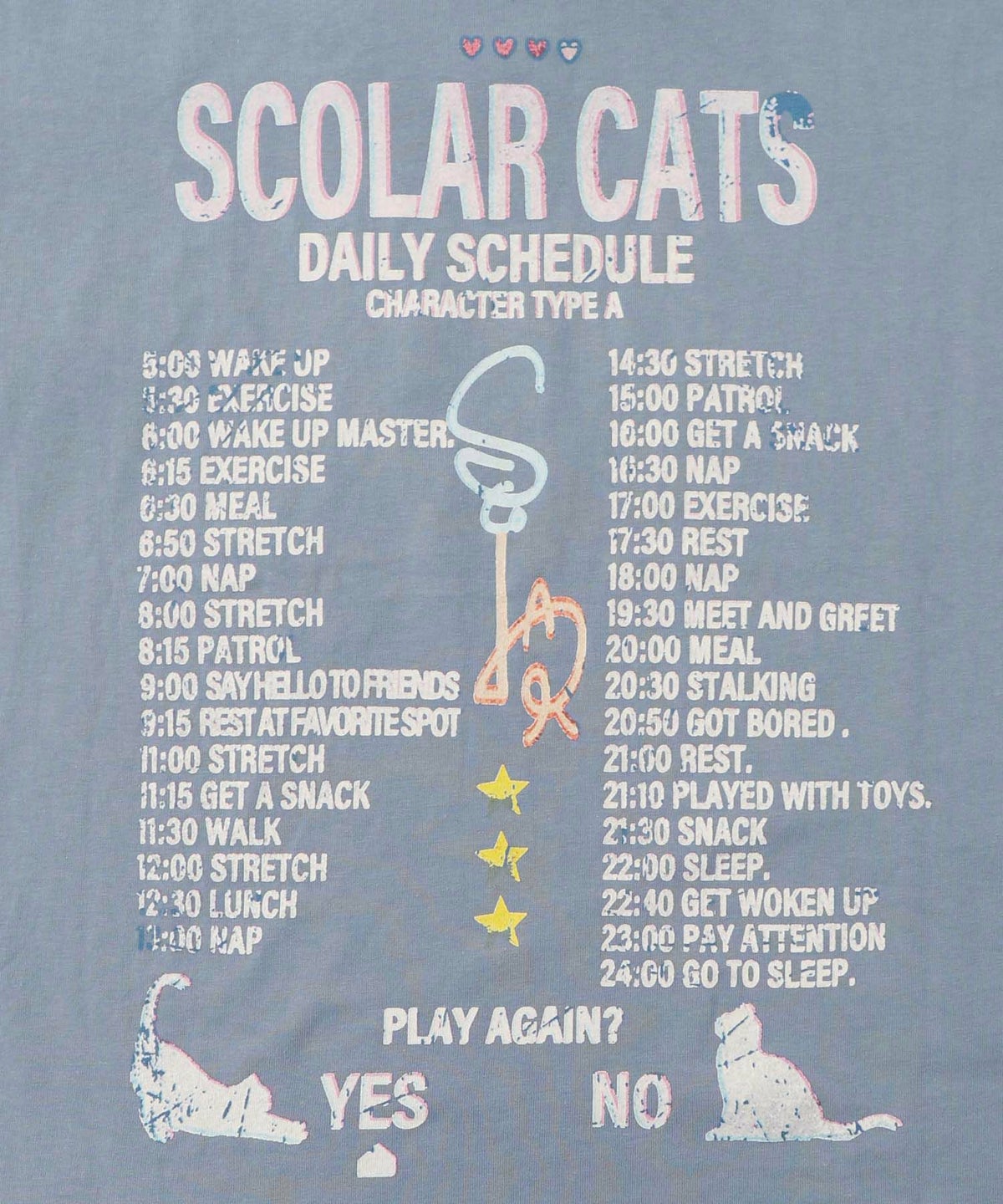 ネコちゃんのデイリールーティン柄ロンT-20