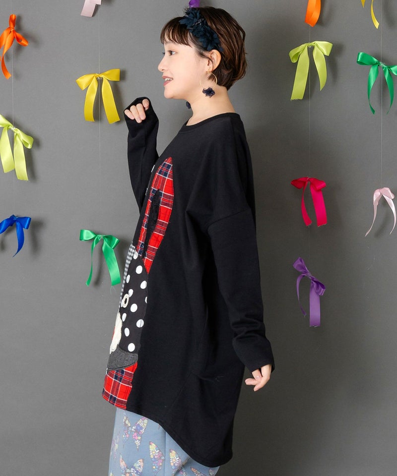 パッチワークラビルアップリケ裏毛プルオーバー-4