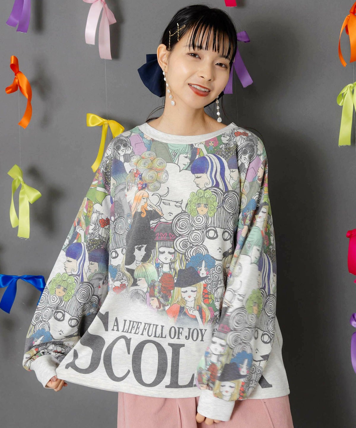 スカラーと女の子がいっぱい裏毛プルオーバー-1