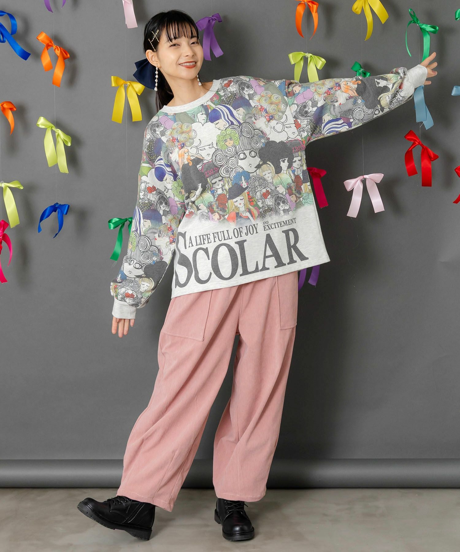 153772：スカラーと女の子がいっぱい裏毛プルオーバーの通販-ScoLar