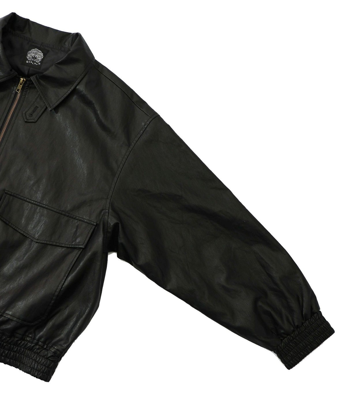 ネコ刺繍フェイクレザー×裏毛ブルゾン-22