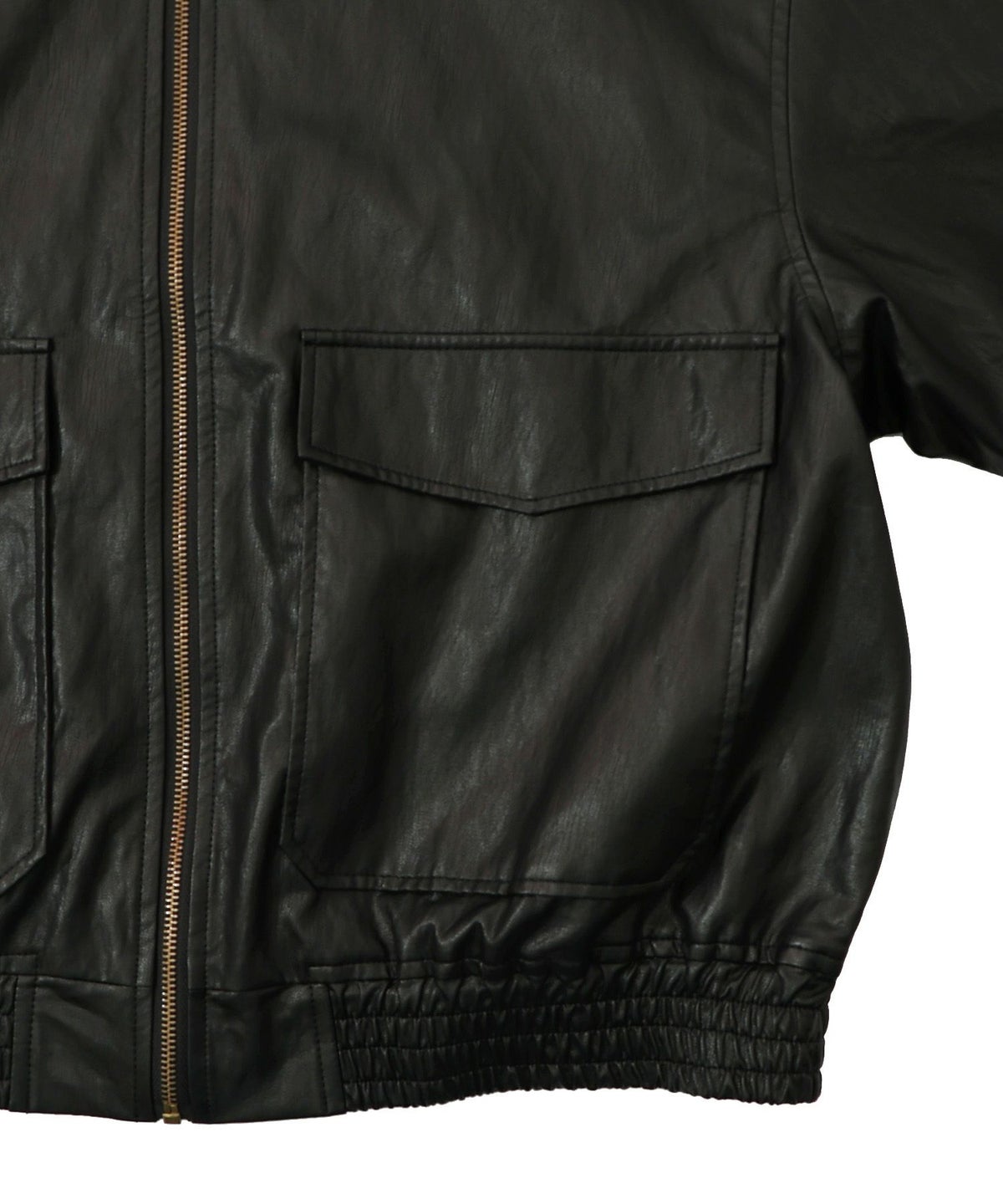 ネコ刺繍フェイクレザー×裏毛ブルゾン-23