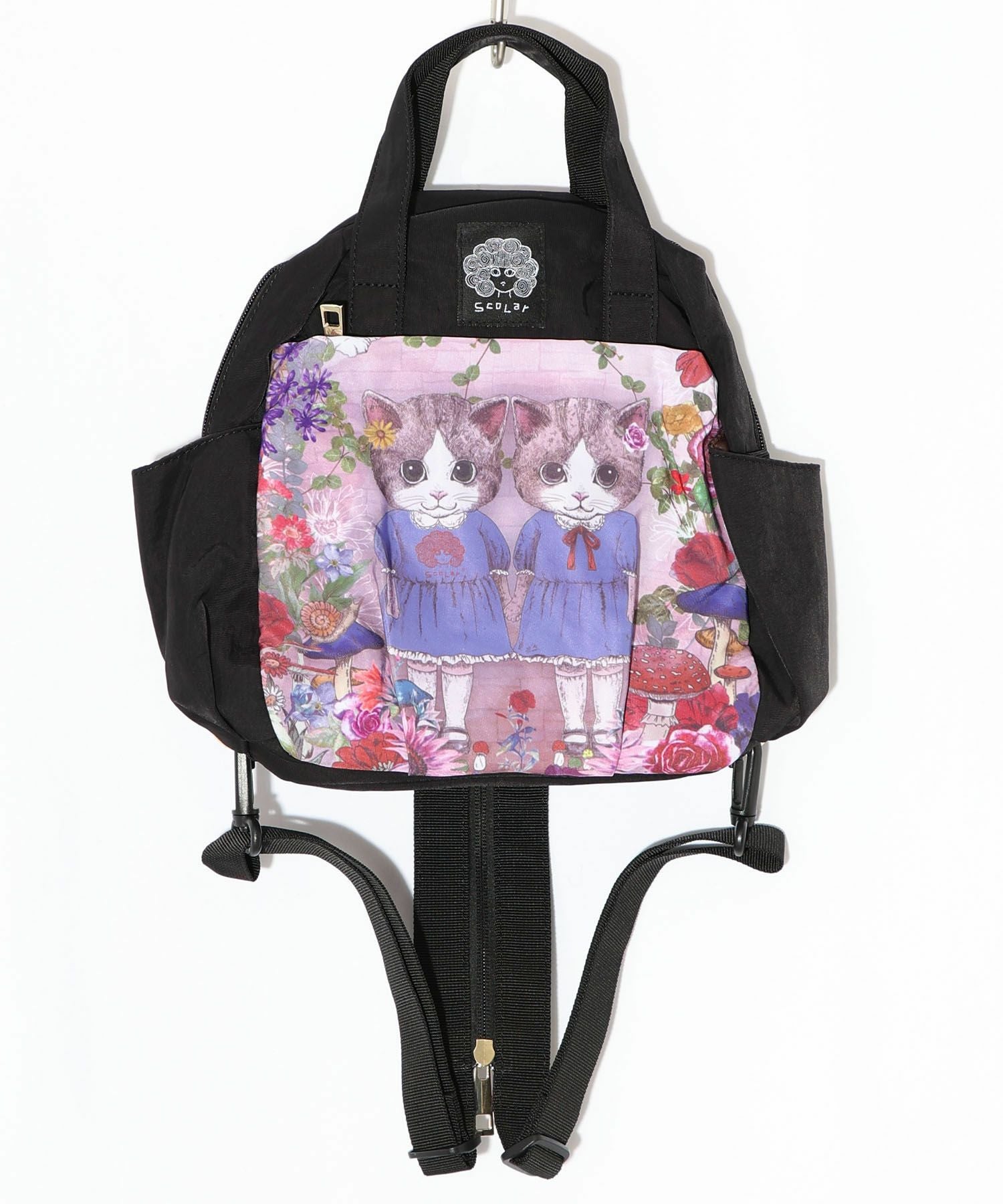 653444：ネコ姉妹の秘密の花園柄 2wayミニリュックの通販-ScoLar