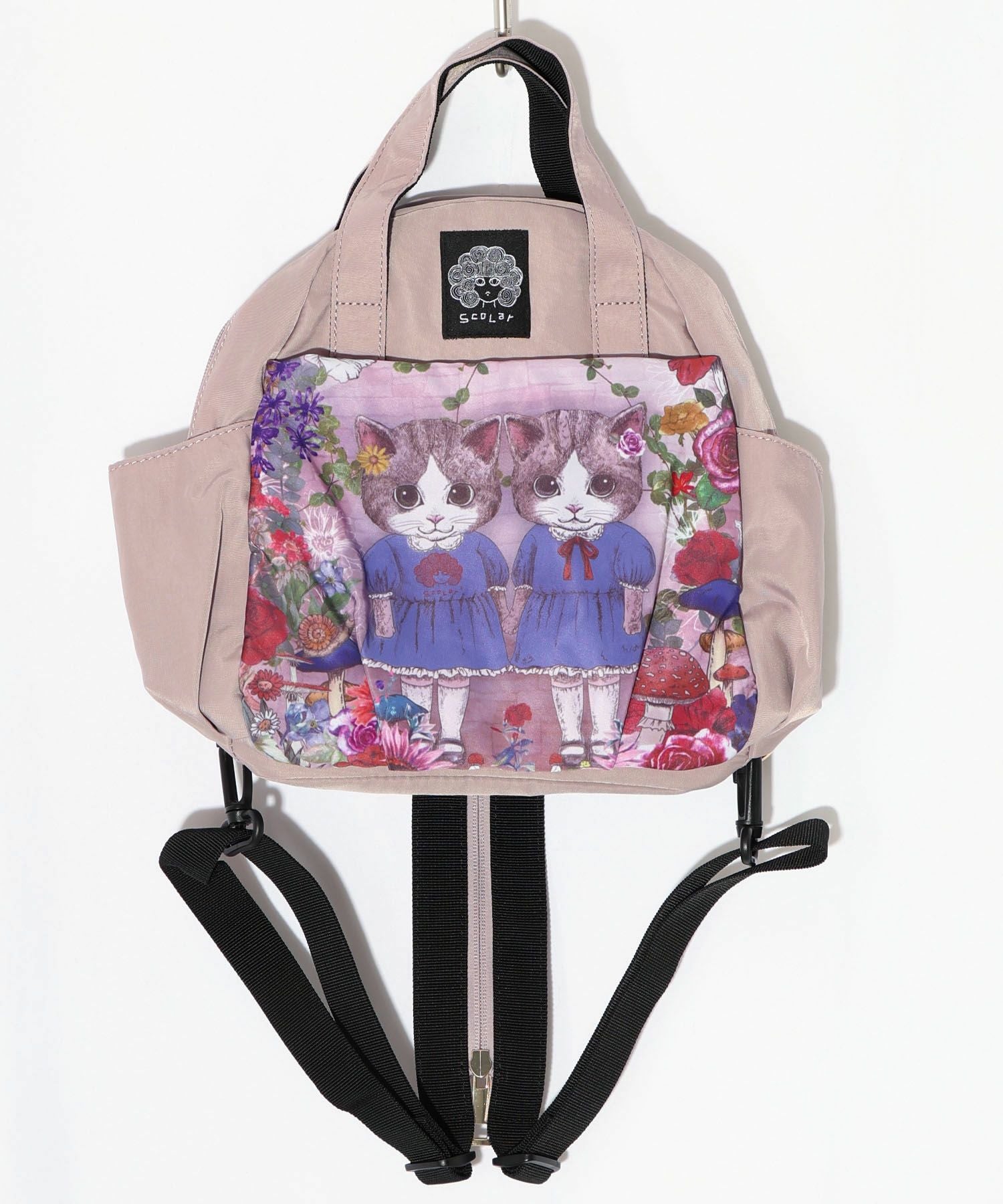 653444：ネコ姉妹の秘密の花園柄 2wayミニリュックの通販-ScoLar