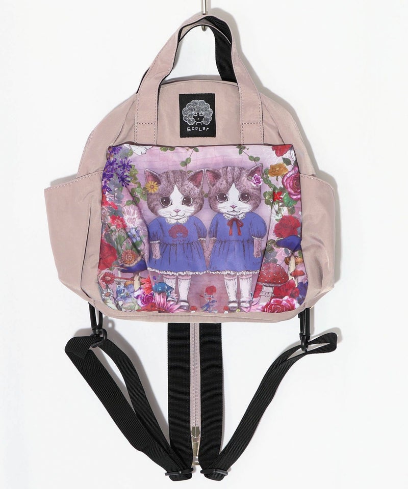 ネコ姉妹の秘密の花園柄 2wayミニリュック-14