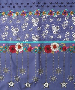 冬のオーナメント×花柄 前開きワンピース-12