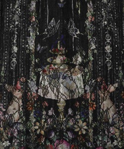 ガーデンティーパーティ柄 布帛×チュールレースワンピース-14