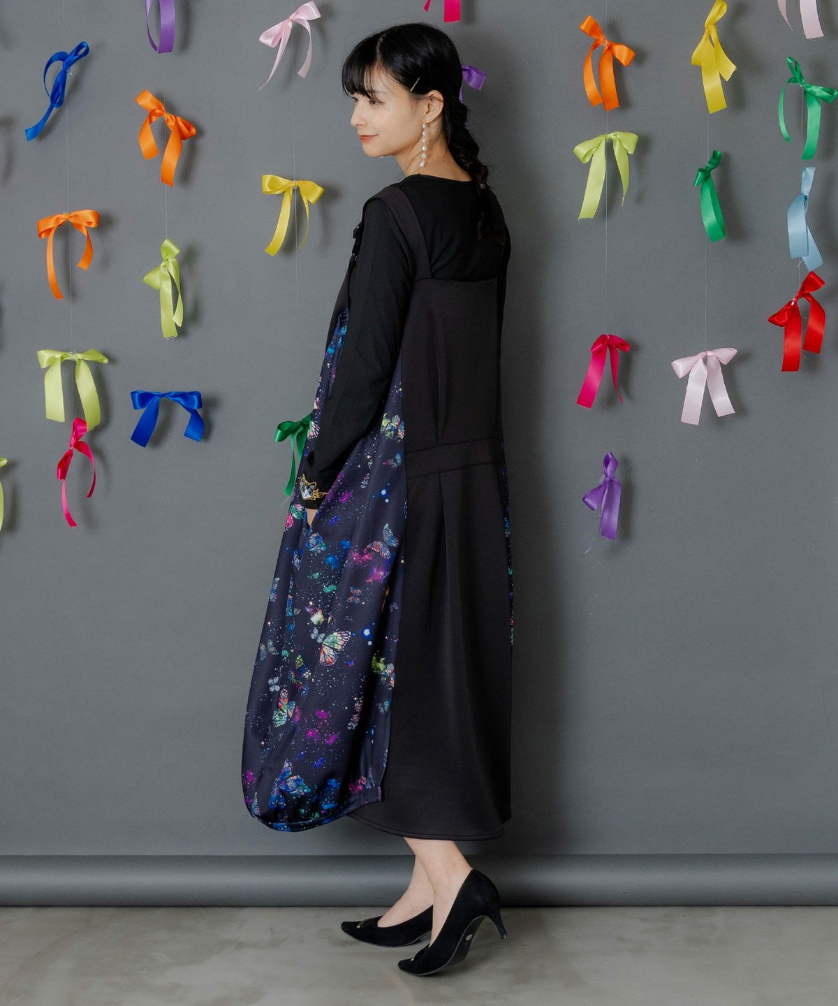 宇宙蝶柄×ジャージ生地 ジャンパースカート-8