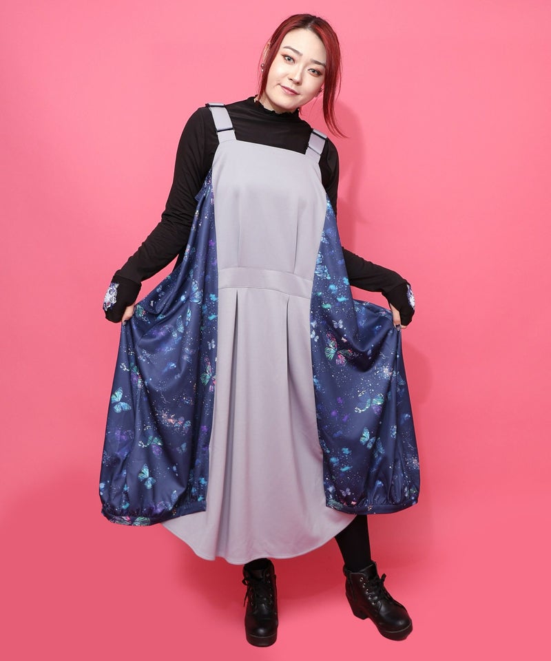 宇宙蝶柄×ジャージ生地 ジャンパースカート-11