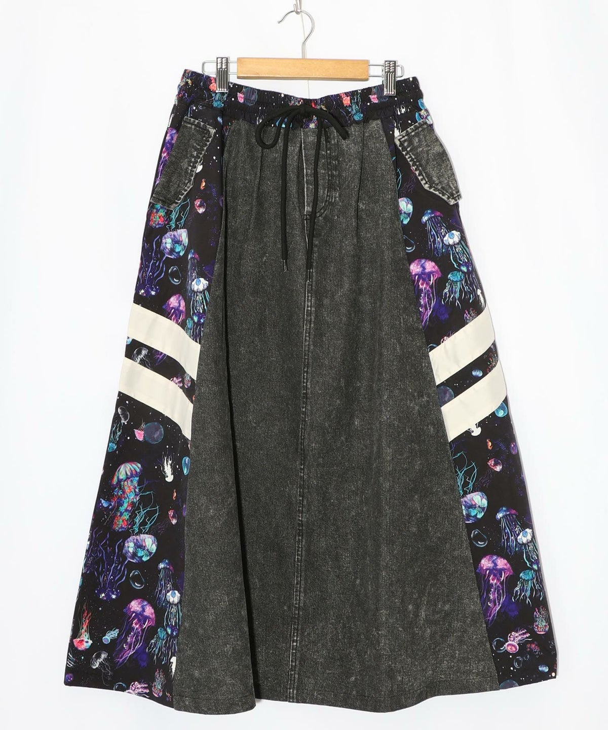 クラゲ柄ナイロン×デニムスカート-18