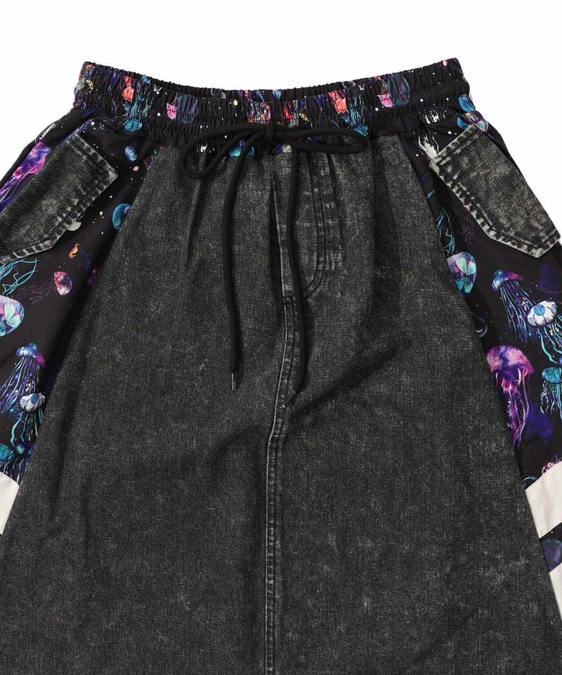 クラゲ柄ナイロン×デニムスカート-22