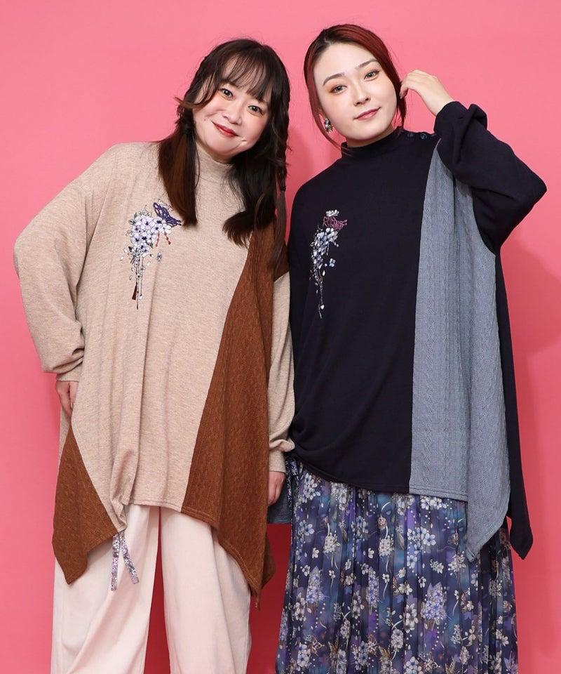 雅結×iS ScoLarコラボ 異素材切替プルオーバー-1