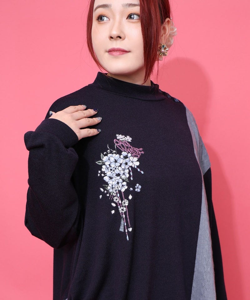 雅結×iS ScoLarコラボ 異素材切替プルオーバー-7