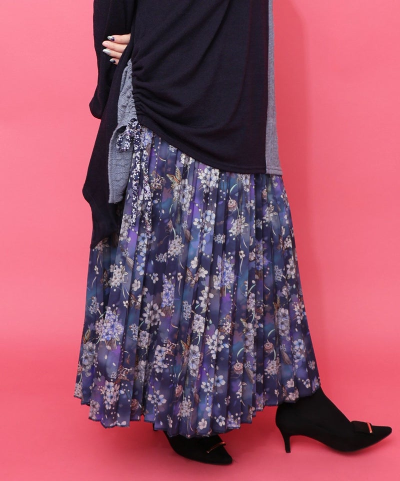 雅結×iS ScoLarコラボ 花蝶リバーシブルスカート-1