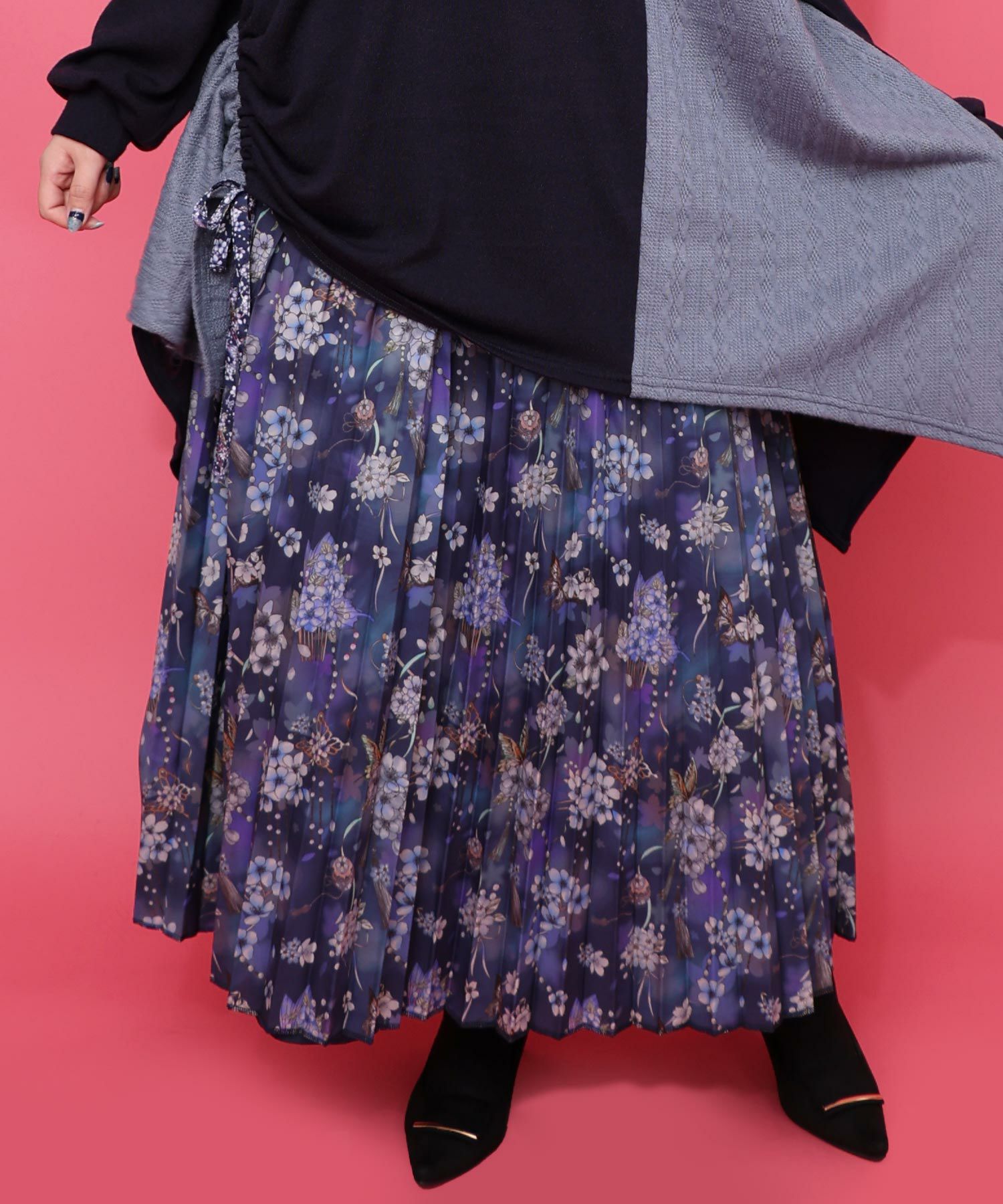 553295：雅結×iS ScoLarコラボ 花蝶リバーシブルスカートの通販-ScoLar