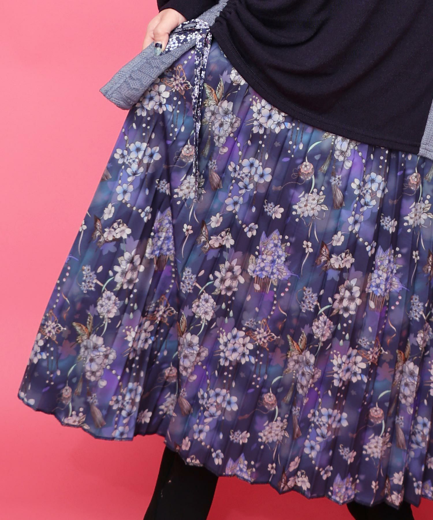 553295：雅結×iS ScoLarコラボ 花蝶リバーシブルスカートの通販-ScoLar