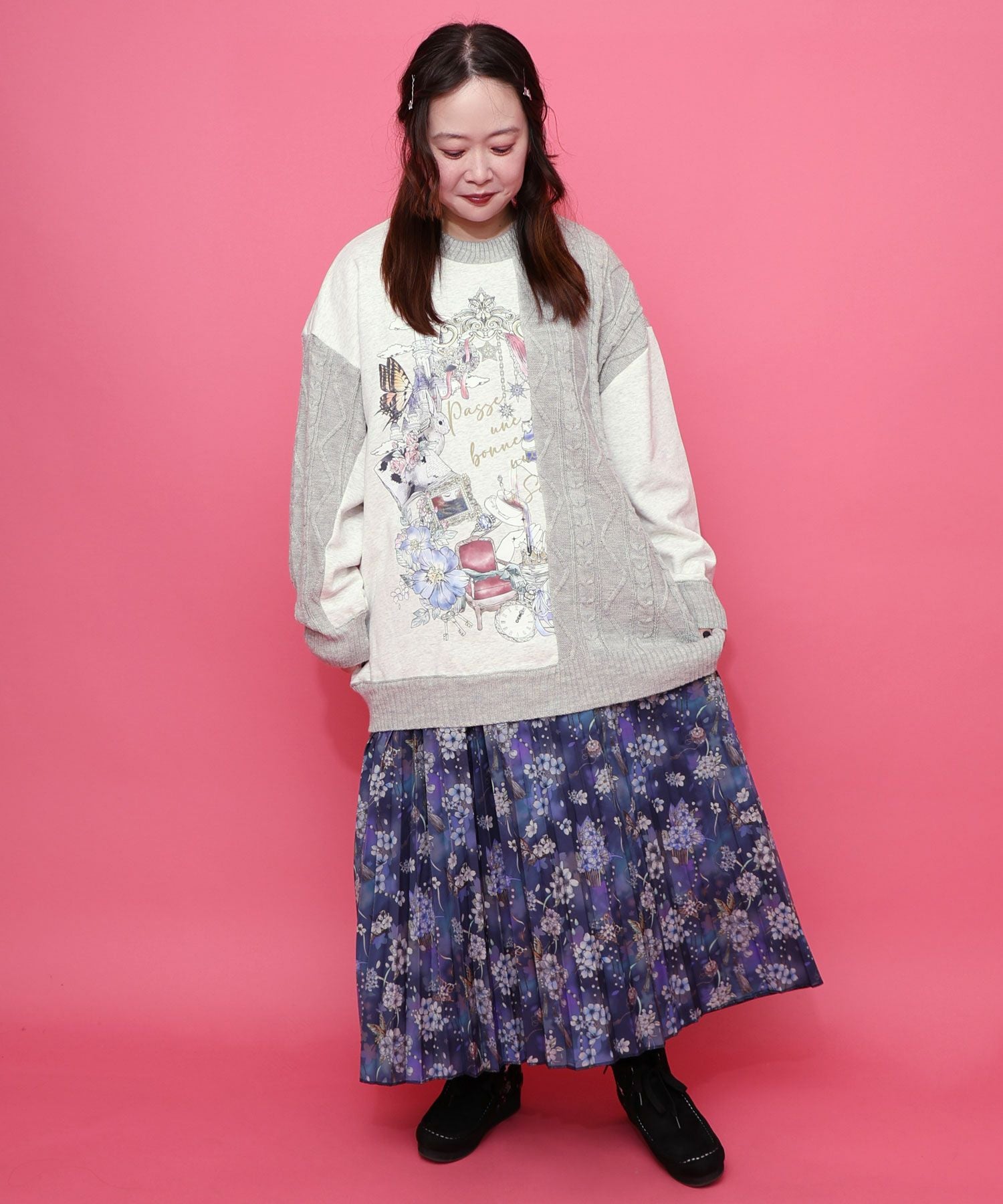 553295：雅結×iS ScoLarコラボ 花蝶リバーシブルスカートの通販-ScoLar