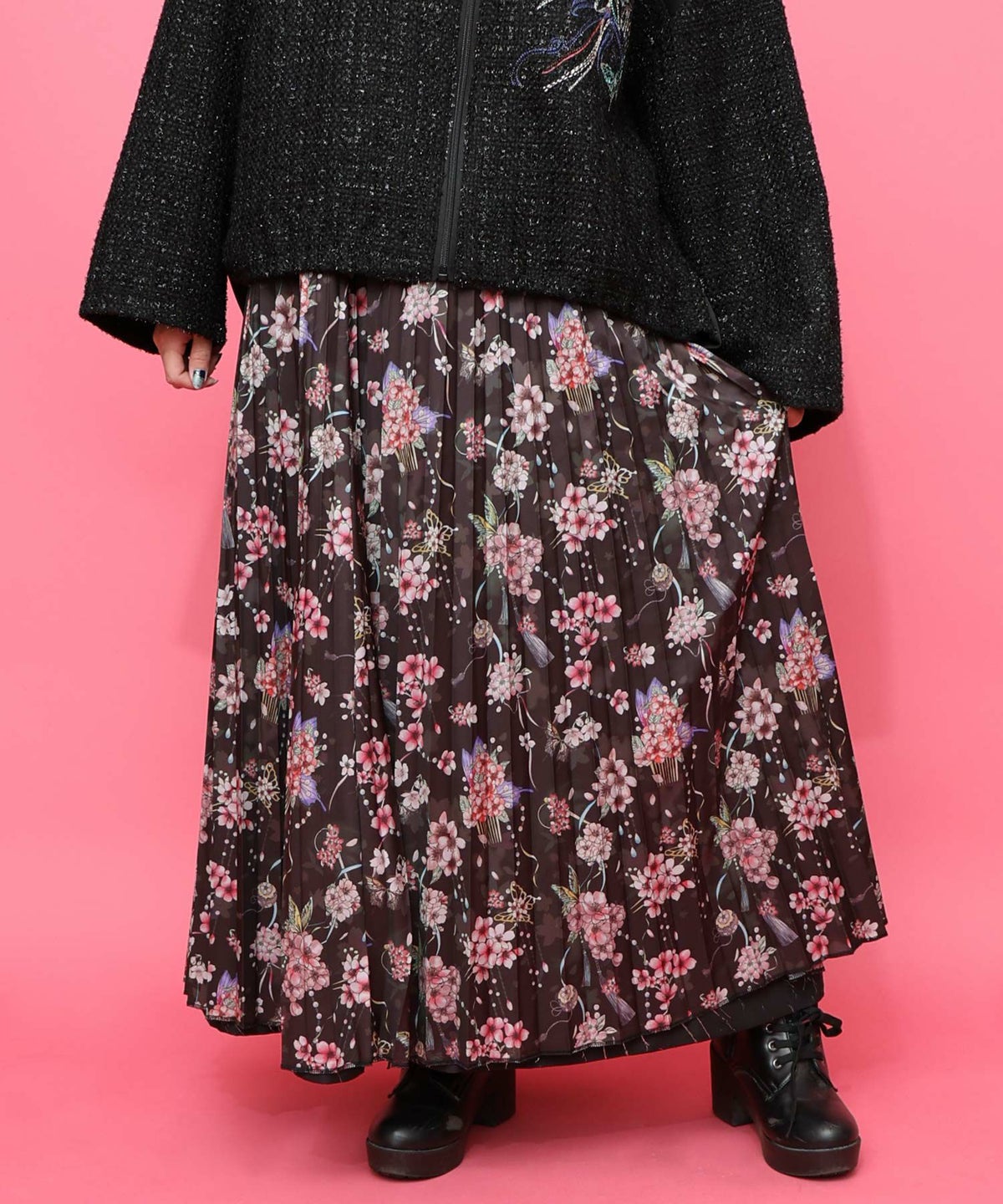 雅結×iS ScoLarコラボ 花蝶リバーシブルスカート-14