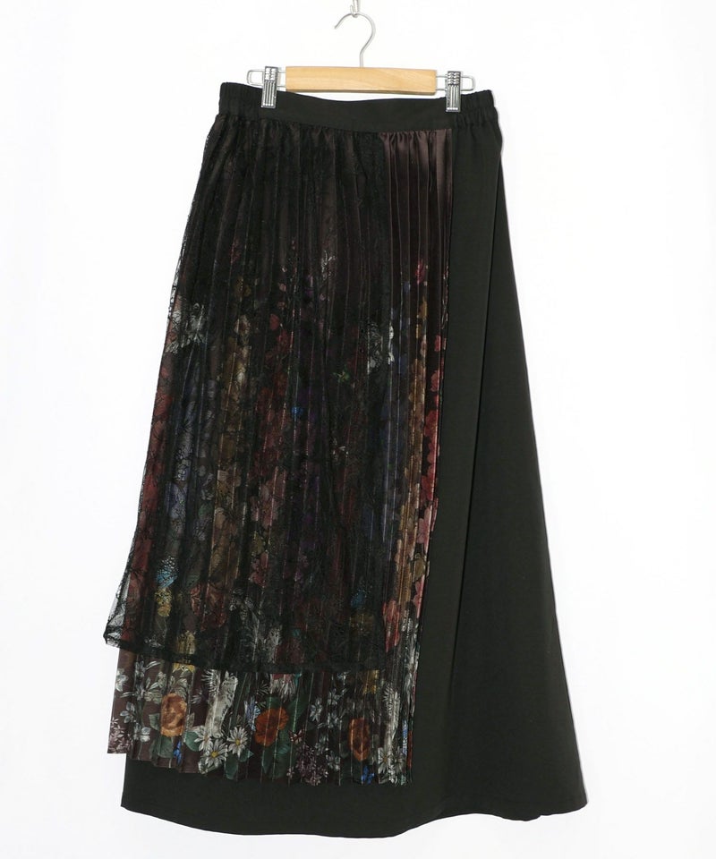 チュールスカート×花柄×プリーツスカート-10