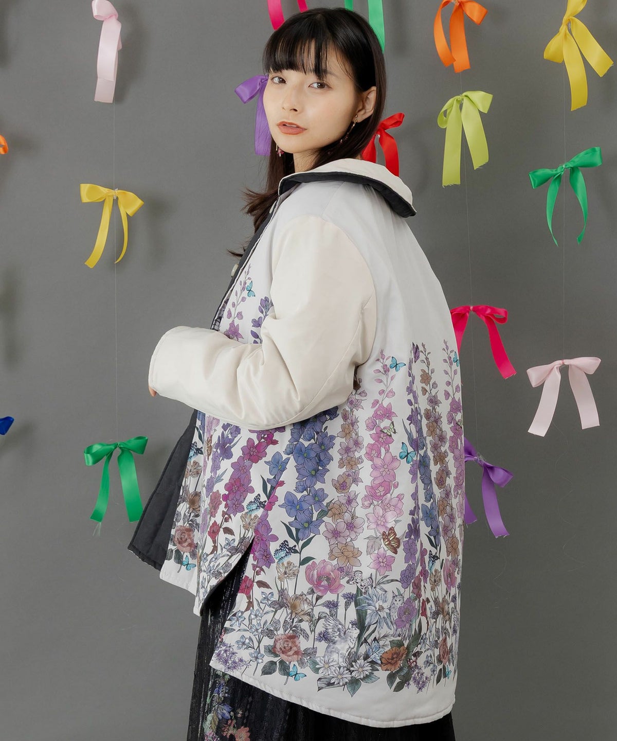 花柄orキルティング リバーシブルブルゾン-4