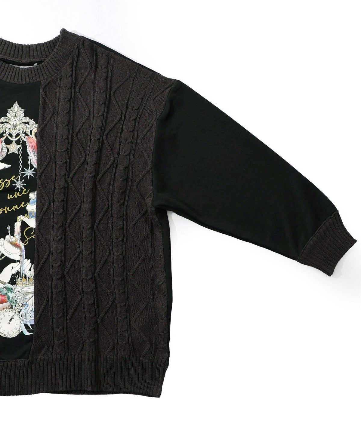 童話風プリント異素材切替プルオーバー-15