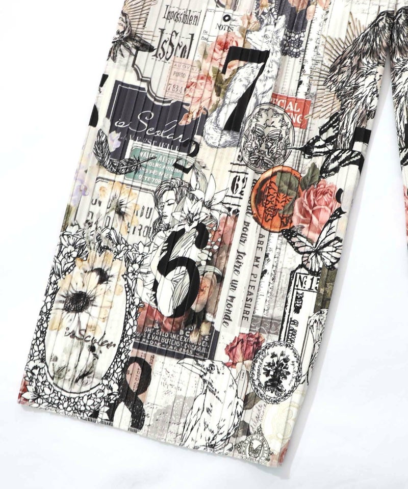 花柄ラベルプリーツパンツ-17