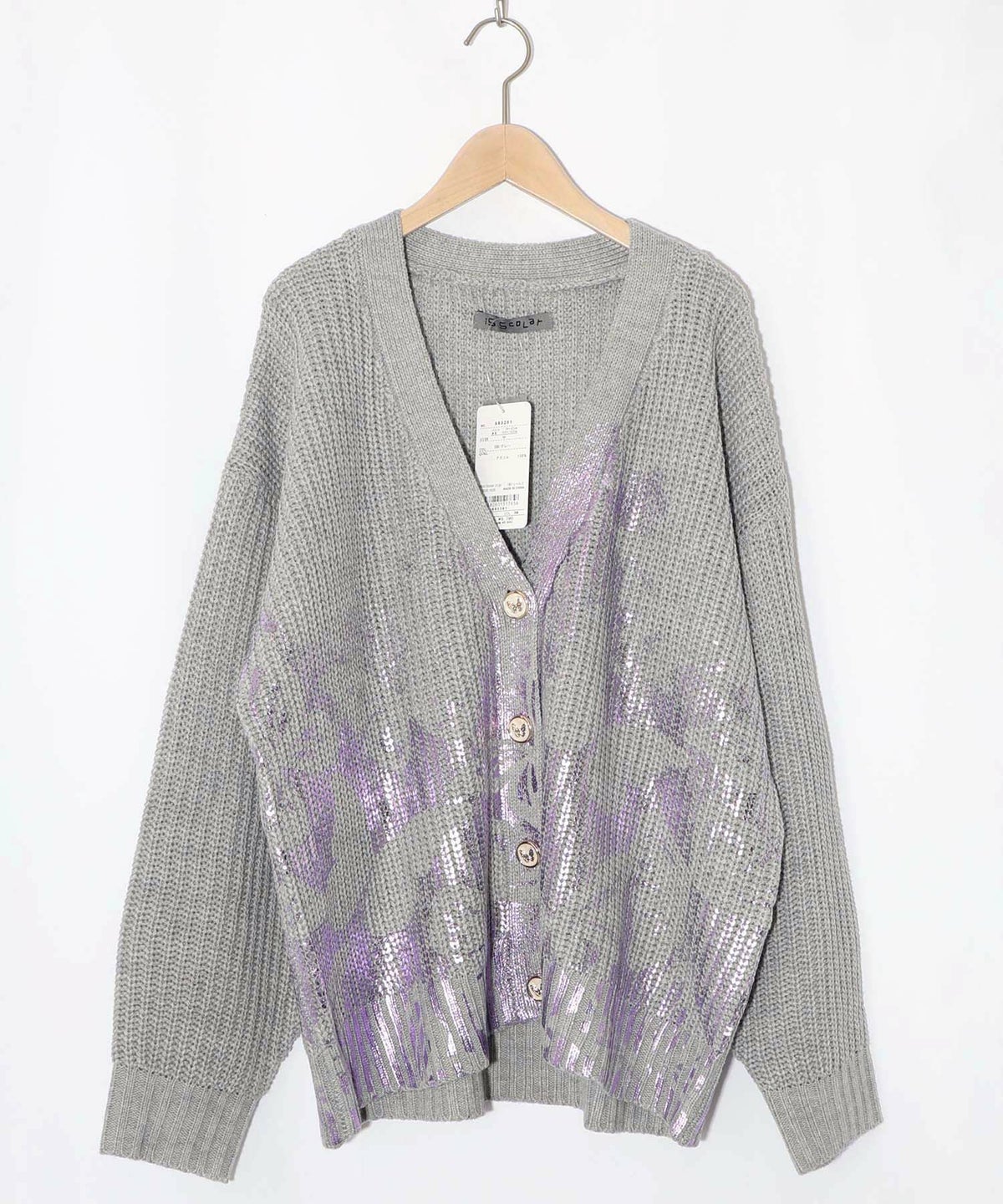 蝶柄箔プリントニットカーディガン-9