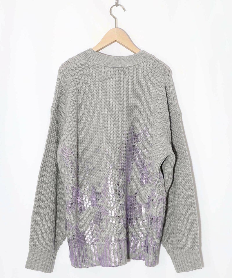 蝶柄箔プリントニットカーディガン-10