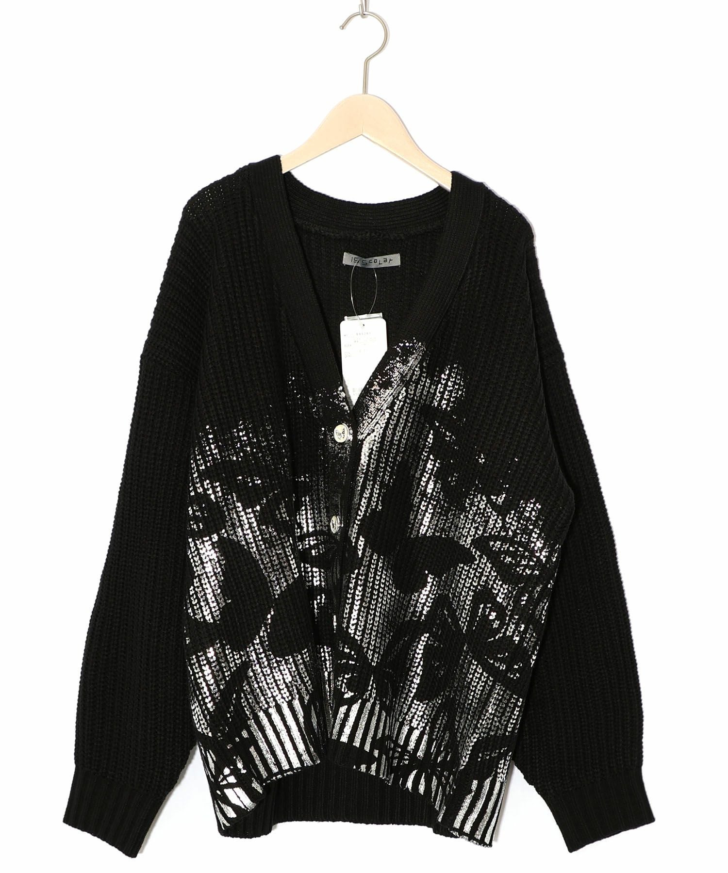 553281：蝶柄箔プリントニットカーディガンの通販-ScoLar