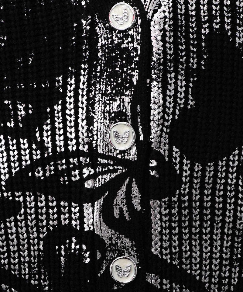 蝶柄箔プリントニットカーディガン-16