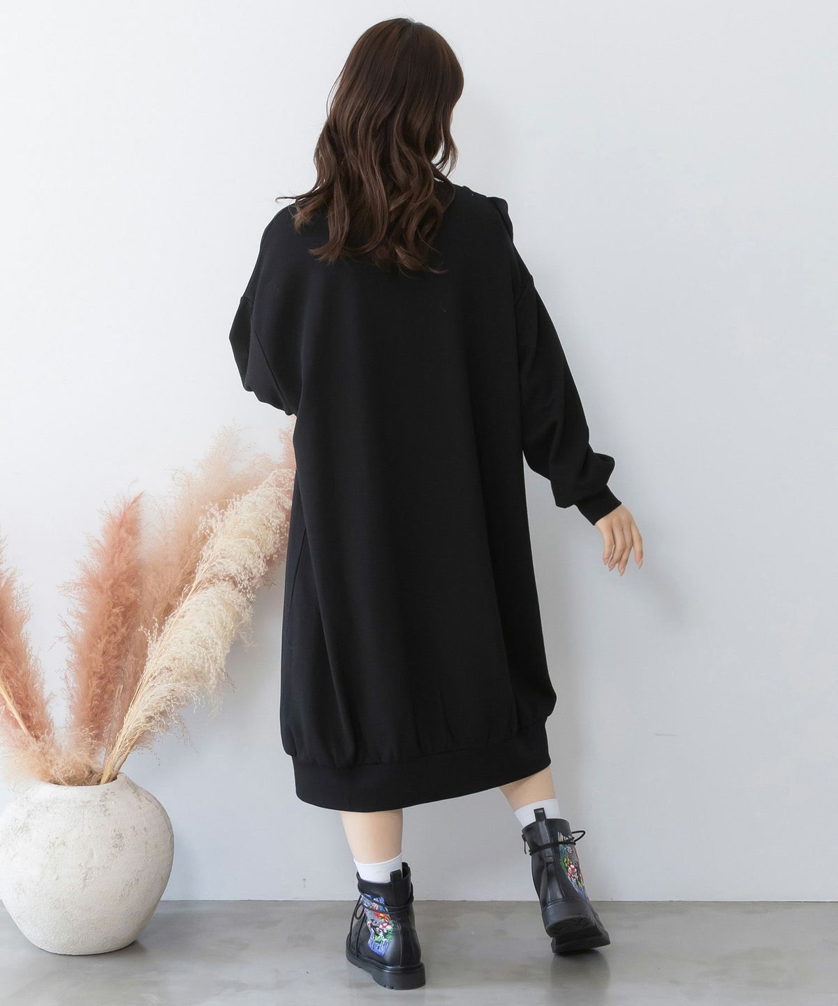 箔プリントシャンデリア フリル裏毛ワンピース-4