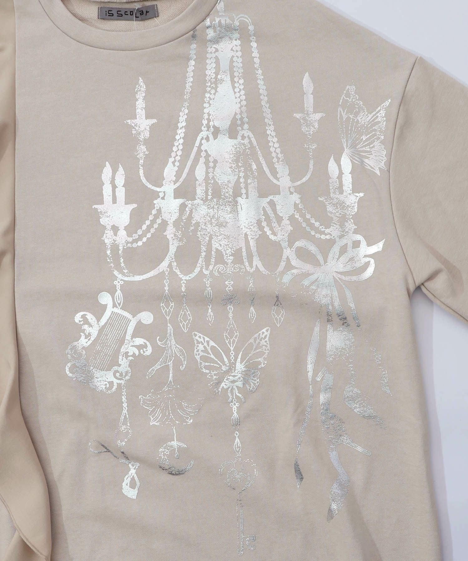 553278：箔プリントシャンデリア フリル裏毛ワンピースの通販-ScoLar