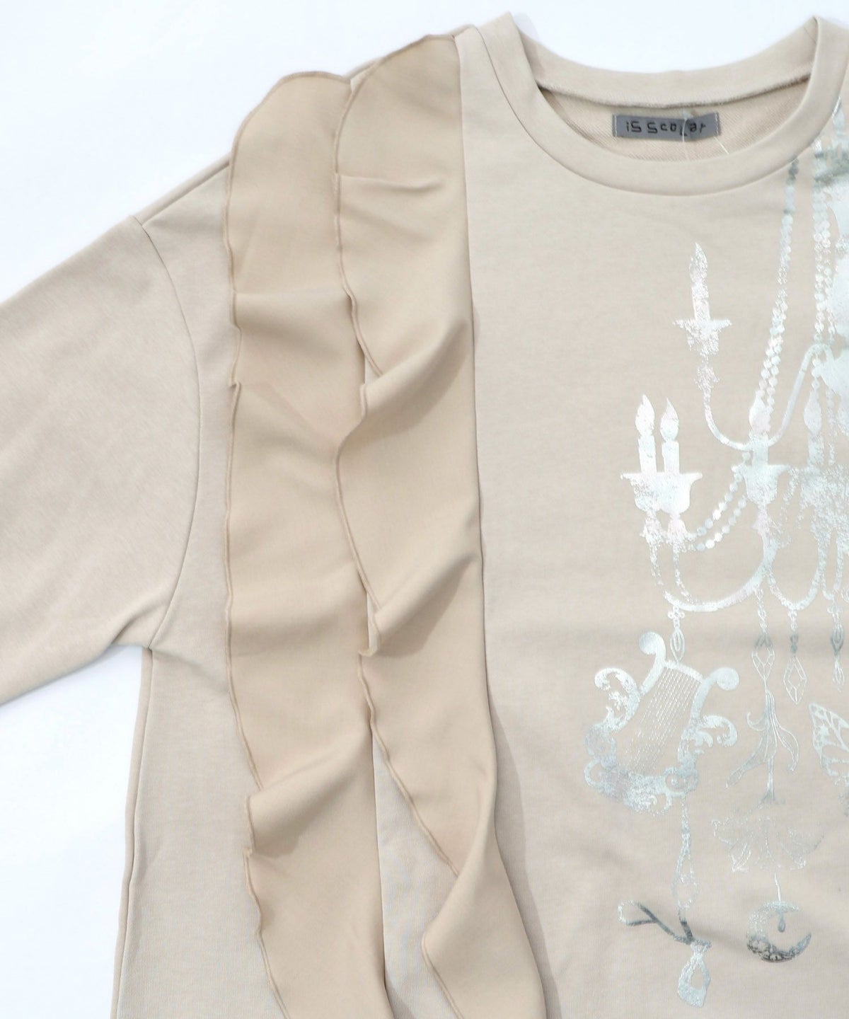 箔プリントシャンデリア フリル裏毛ワンピース-13