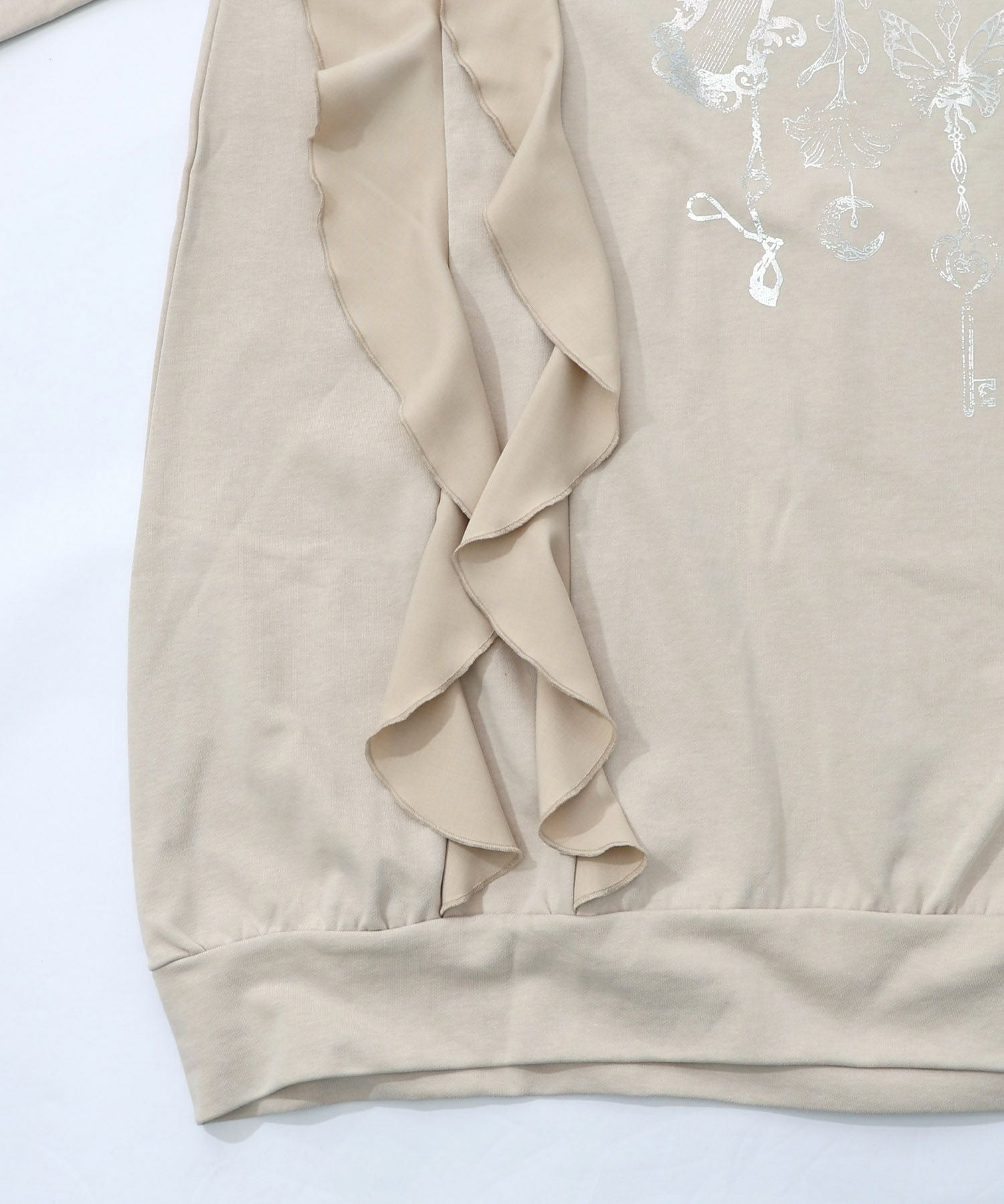 553278：箔プリントシャンデリア フリル裏毛ワンピースの通販-ScoLar