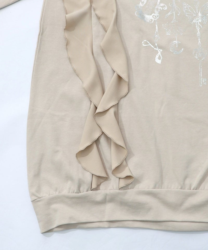 箔プリントシャンデリア フリル裏毛ワンピース-14