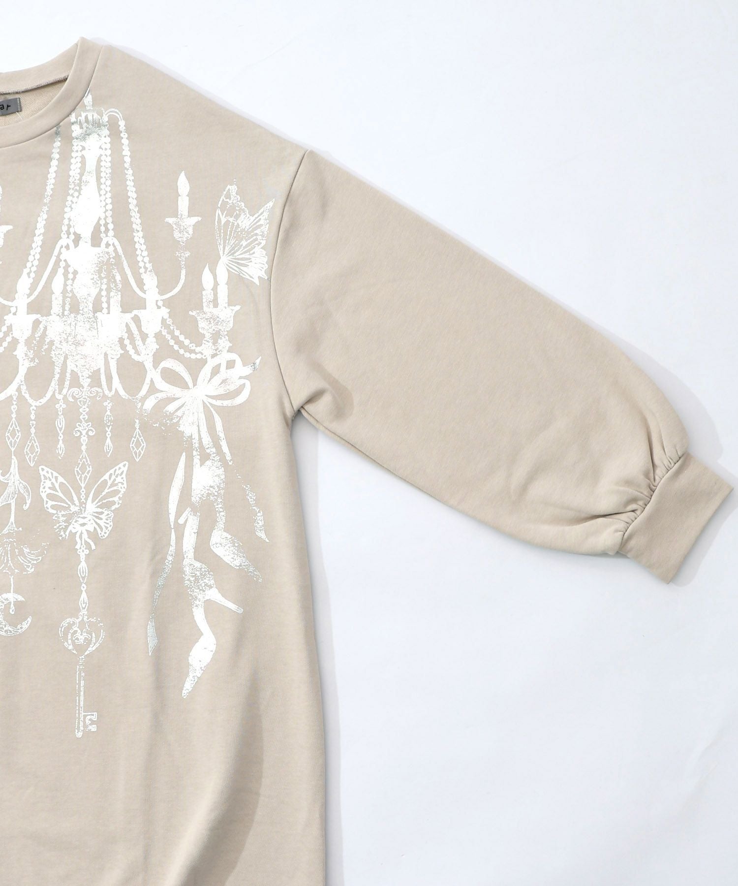 553278：箔プリントシャンデリア フリル裏毛ワンピースの通販-ScoLar