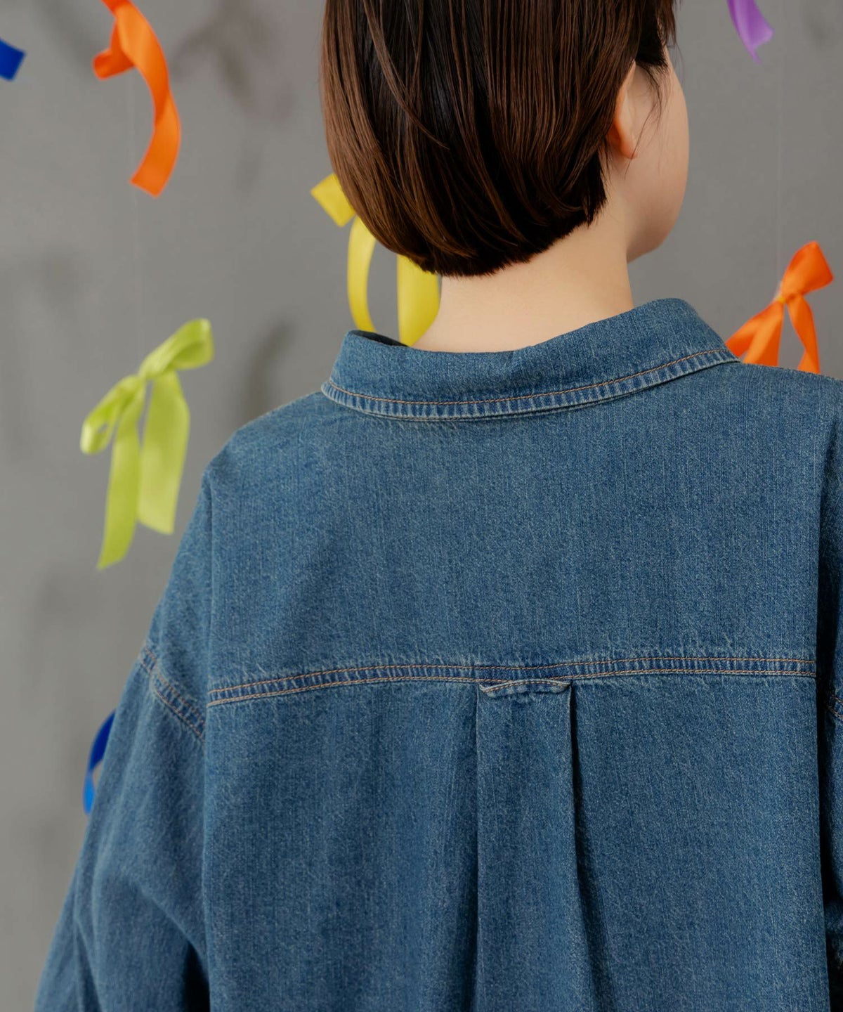 ラビルとネコのスノーメモリー刺繍デニムシャツ-12