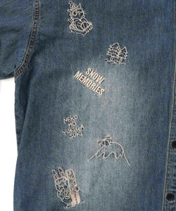 ラビルとネコのスノーメモリー刺繍デニムシャツ-23