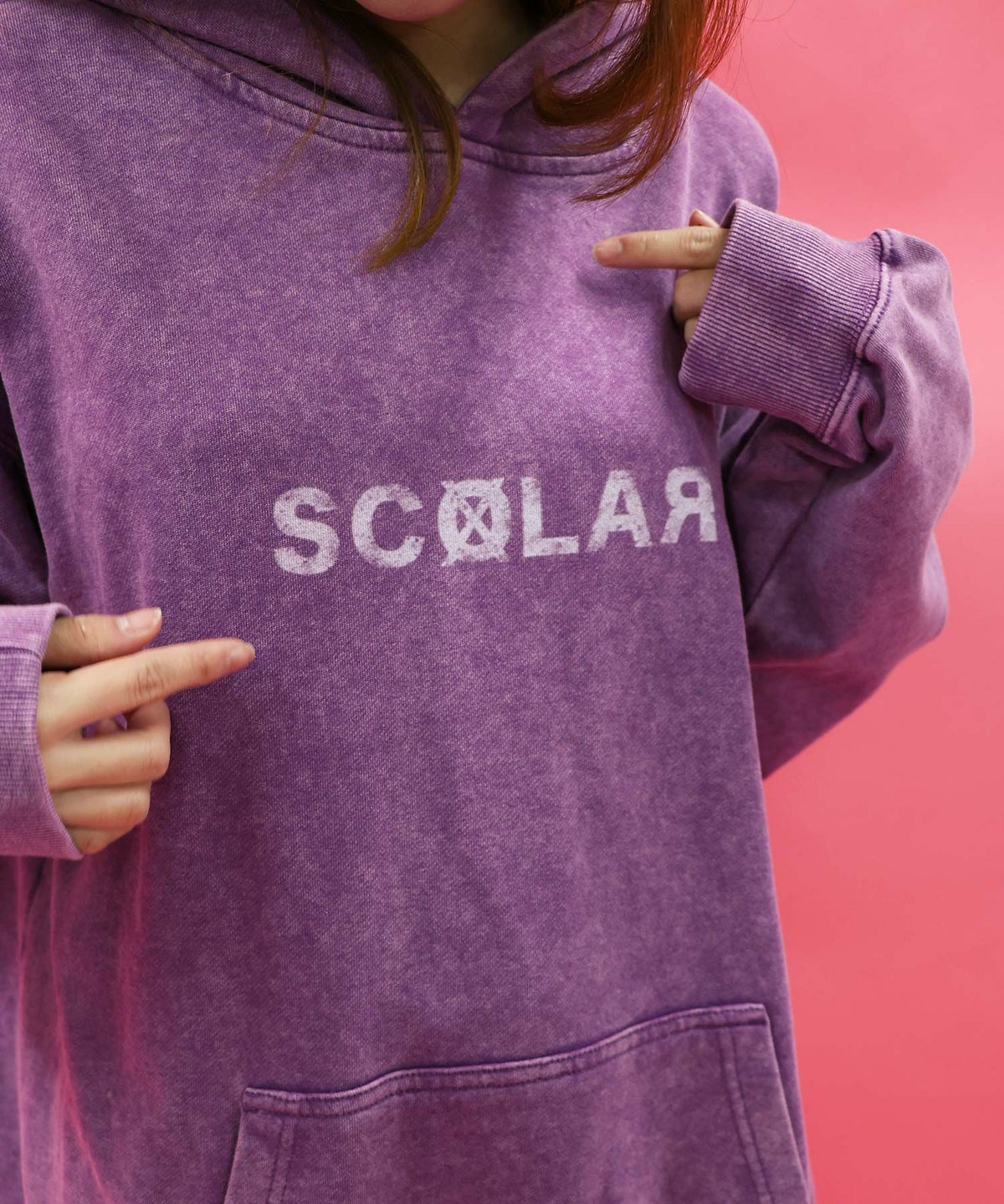 超常現象プリント ケミカル加工裏毛パーカー-5