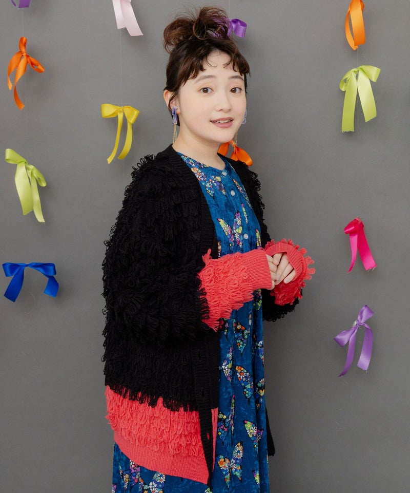 バイカラーフリンジニットカーディガン-3