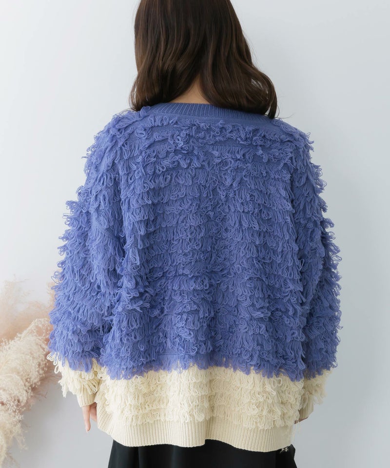 バイカラーフリンジニットカーディガン-13