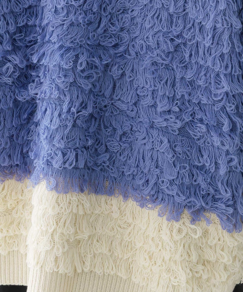 バイカラーフリンジニットカーディガン-14