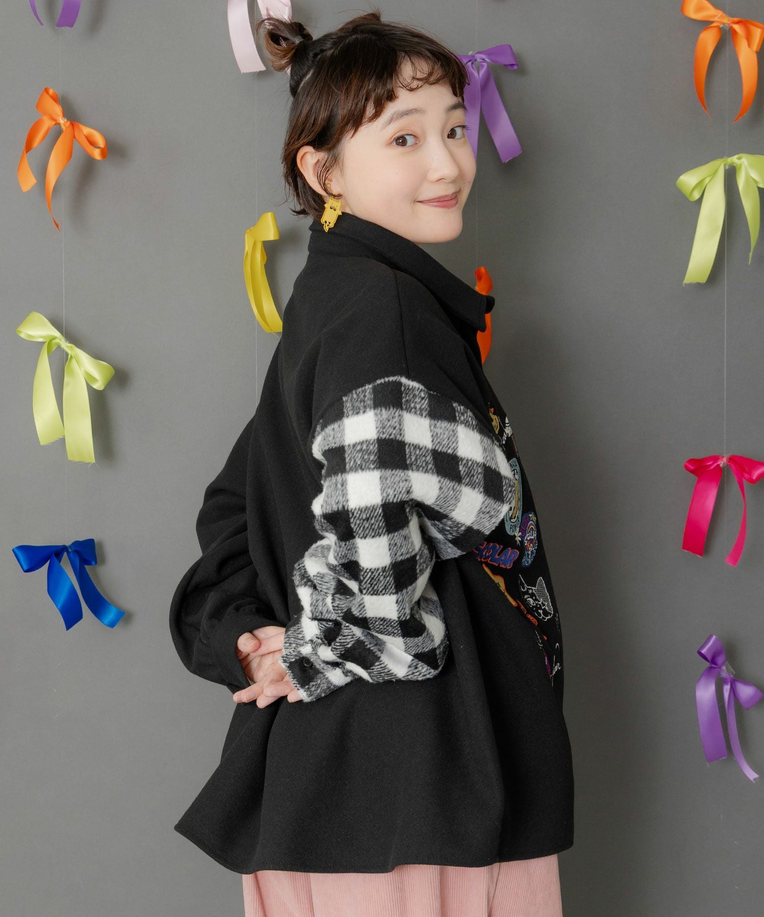 153766：POP刺繍×チェック柄シャツの通販-ScoLar