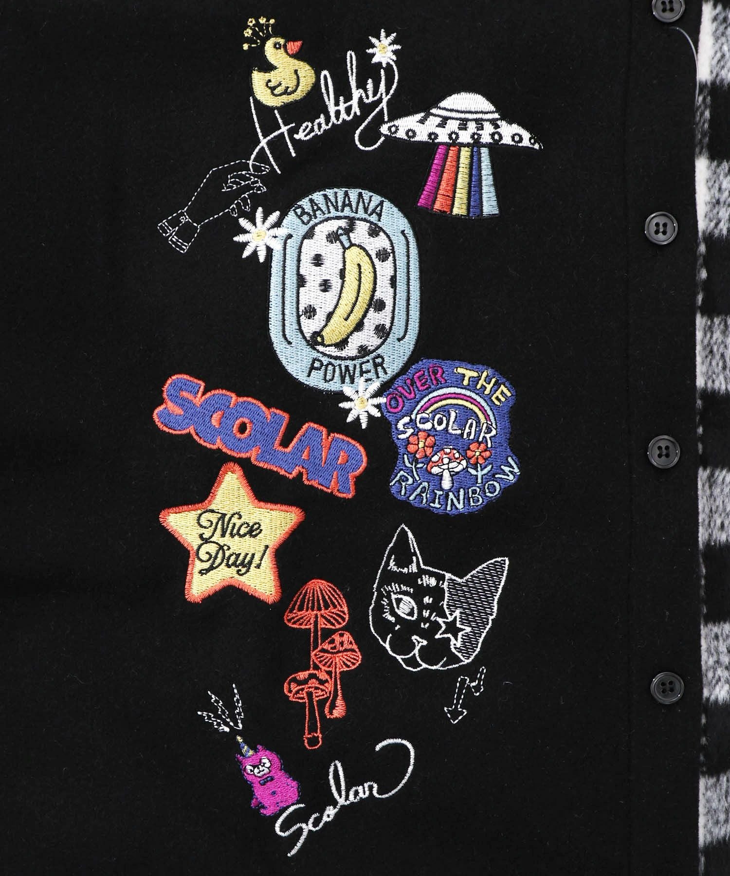 153766：POP刺繍×チェック柄シャツの通販-ScoLar