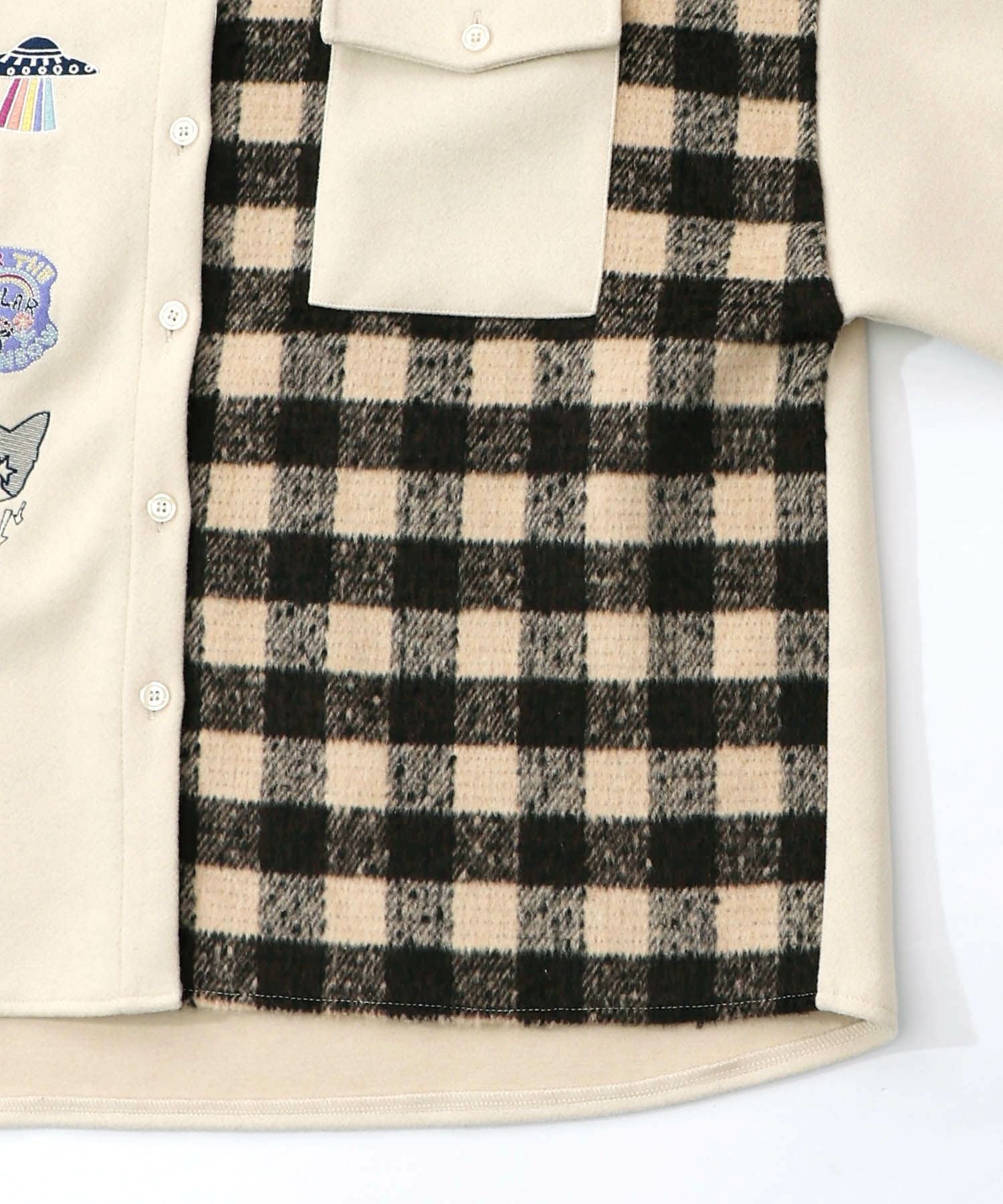 153766：POP刺繍×チェック柄シャツの通販-ScoLar