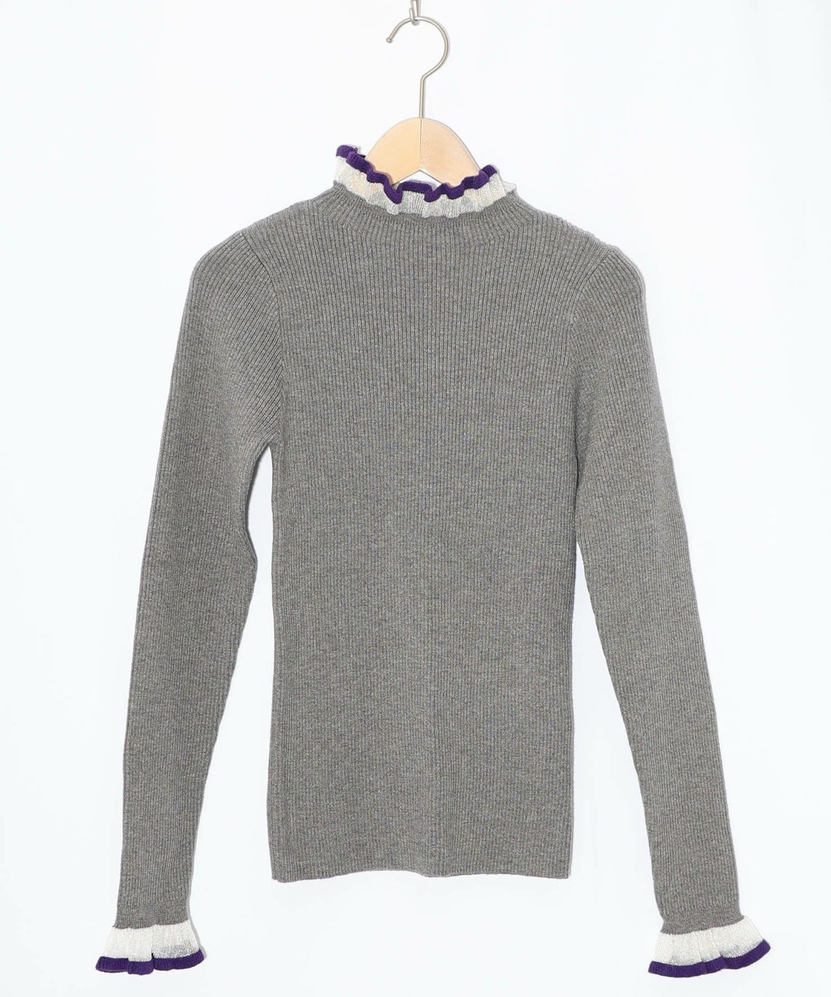 シアー×ニット 切替トップス-8