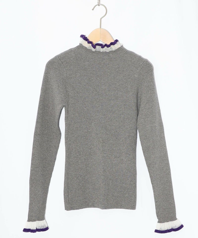 シアー×ニット 切替トップス-8